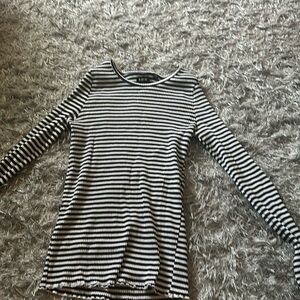 Striped White and Black Long sleeve shirt
